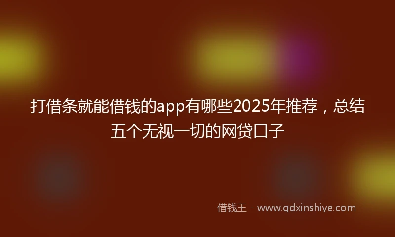 打借条就能借钱的app有哪些2025年推荐,总结五个无视一切的网贷口子