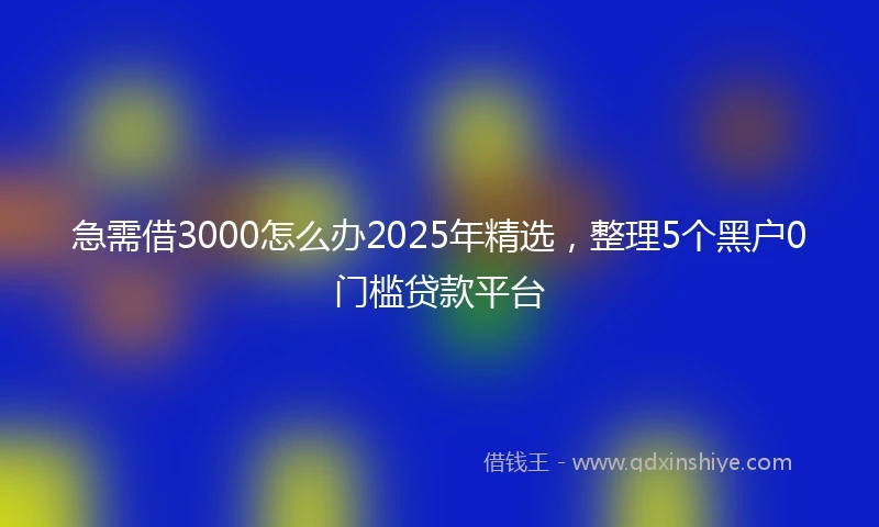 急需借3000怎么办2025年精选，整理5个黑户0门槛贷款平台
