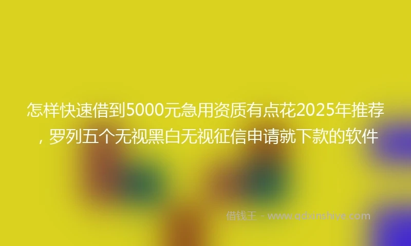 怎样快速借到5000元急用资质有点花2025年推荐，罗列五个无视黑白无视征信申请就下款的软件