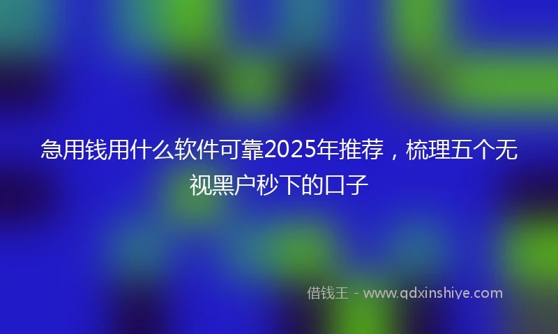 急用钱用什么软件可靠2025年推荐,梳理五个无视黑户秒下的口子