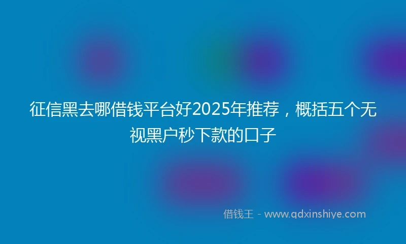 征信黑去哪借钱平台好2025年推荐，概括五个无视黑户秒下款的口子