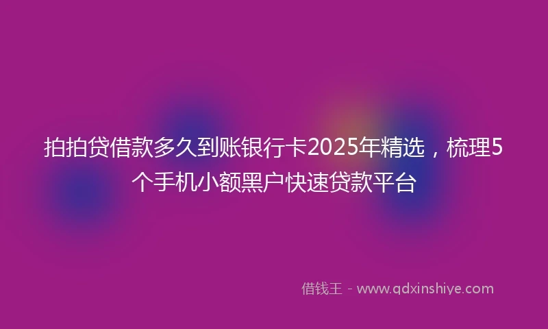 拍拍贷借款多久到账银行卡2025年精选，梳理5个手机小额黑户快速贷款平台