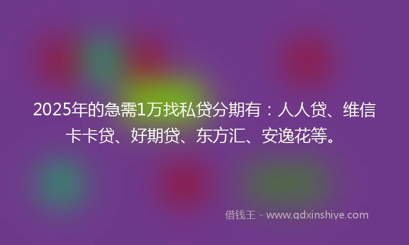 2025年的急需1万找私贷分期有:人人贷、维信卡卡贷、好期贷、东方汇、安逸花等。