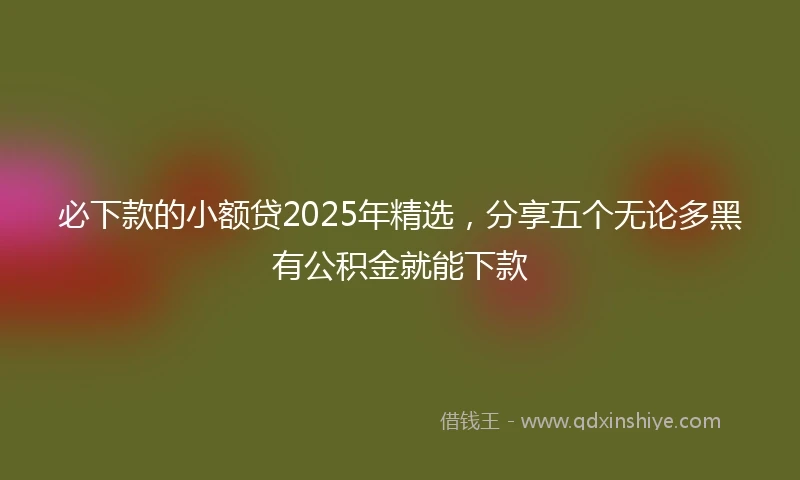 必下款的小额贷2025年精选，分享五个无论多黑有公积金就能下款