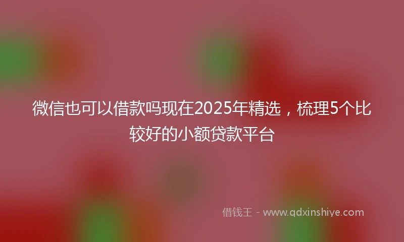 微信也可以借款吗现在2025年精选，梳理5个比较好的小额贷款平台