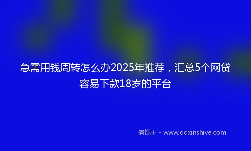 急需用钱周转怎么办2025年推荐，汇总5个网贷容易下款18岁的平台