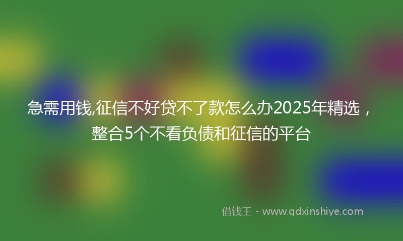 急需用钱,征信不好贷不了款怎么办2025年精选，整合5个不看负债和征信的平台