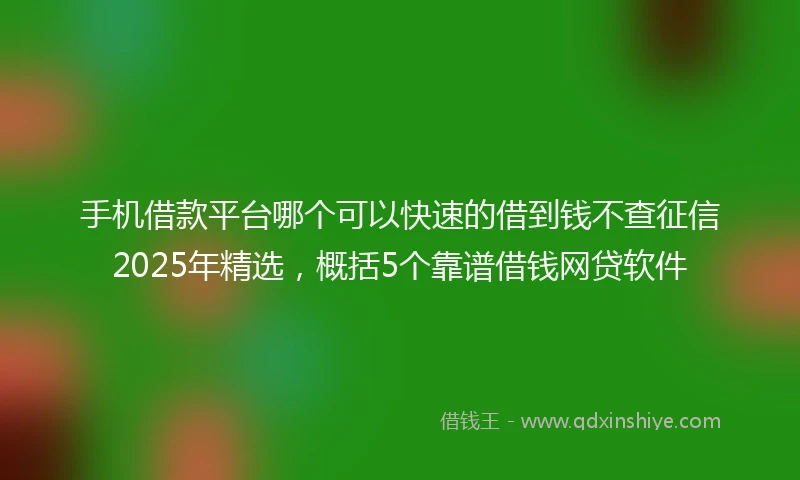 手机借款平台哪个可以快速的借到钱不查征信2025年精选，概括5个靠谱借钱网贷软件