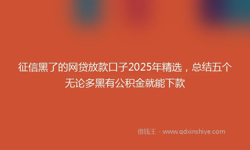 征信黑了的网贷放款口子2025年精选，总结五个无论多黑有公积金就能下款