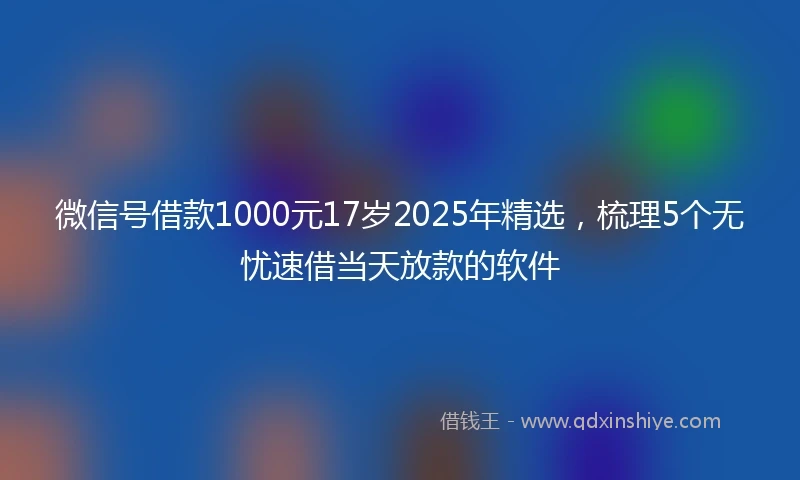 微信号借款1000元17岁2025年精选，梳理5个无忧速借当天放款的软件