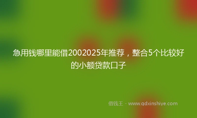 急用钱哪里能借2002025年推荐，整合5个比较好的小额贷款口子