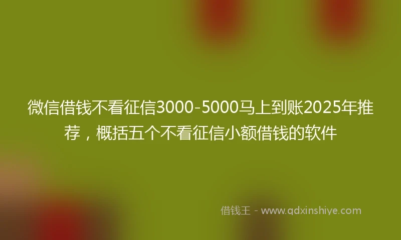 微信借钱不看征信3000-5000马上到账2025年推荐，概括五个不看征信小额借钱的软件