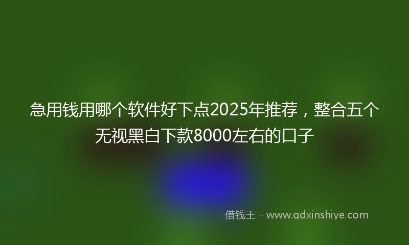 急用钱用哪个软件好下点2025年推荐，整合五个无视黑白下款8000左右的口子