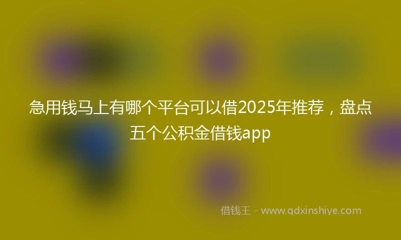 急用钱马上有哪个平台可以借2025年推荐，盘点五个公积金借钱app