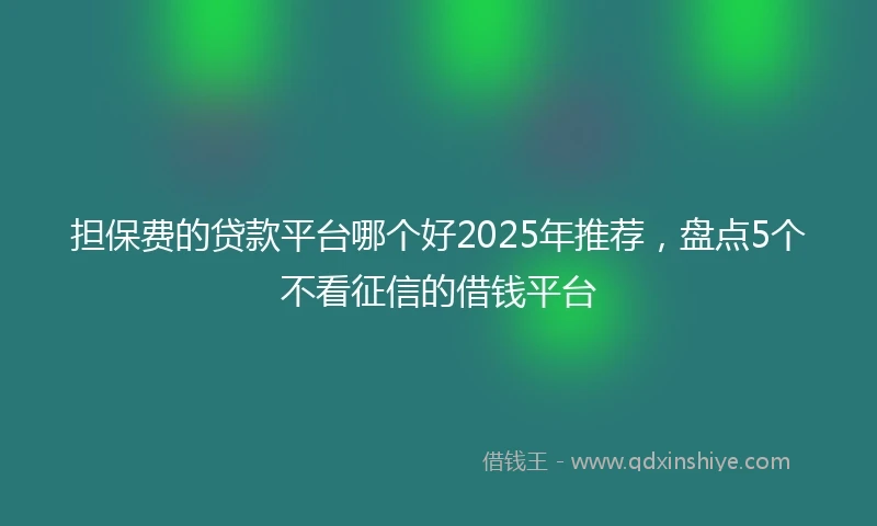 担保费的贷款平台哪个好2025年推荐，盘点5个不看征信的借钱平台