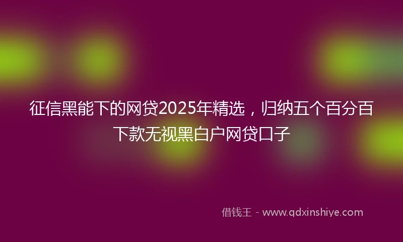 征信黑能下的网贷2025年精选，归纳五个百分百下款无视黑白户网贷口子