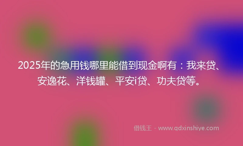 2025年的急用钱哪里能借到现金啊有：我来贷、安逸花、洋钱罐、平安i贷、功夫贷等。