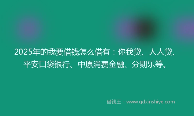2025年的我要借钱怎么借有：你我贷、人人贷、平安口袋银行、中原消费金融、分期乐等。