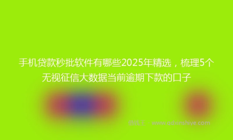 手机贷款秒批软件有哪些2025年精选，梳理5个无视征信大数据当前逾期下款的口子