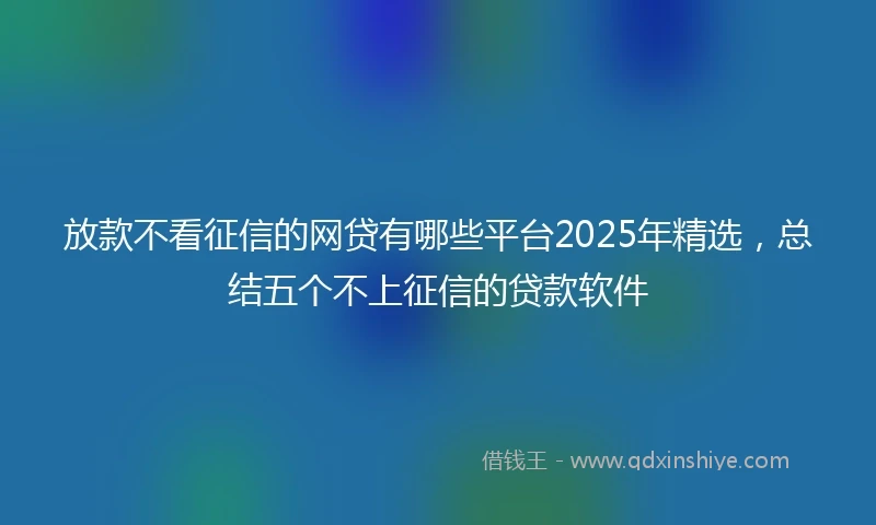 放款不看征信的网贷有哪些平台2025年精选，总结五个不上征信的贷款软件
