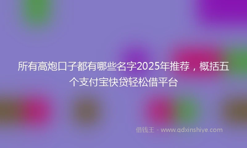 所有高炮口子都有哪些名字2025年推荐，概括五个支付宝快贷轻松借平台