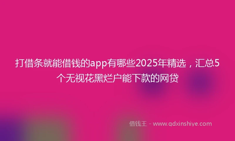 打借条就能借钱的app有哪些2025年精选，汇总5个无视花黑烂户能下款的网贷