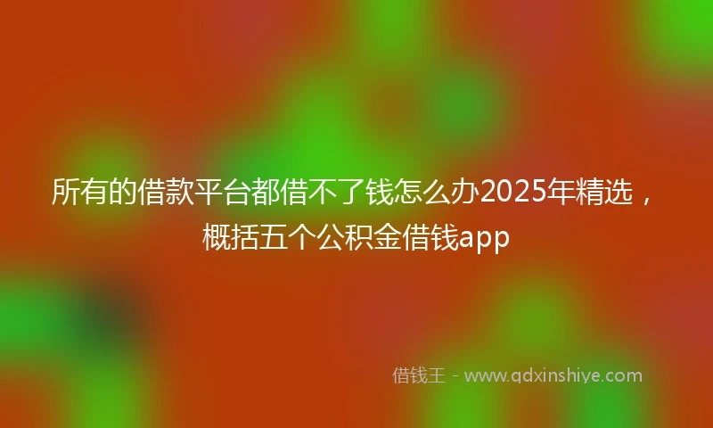 所有的借款平台都借不了钱怎么办2025年精选，概括五个公积金借钱app