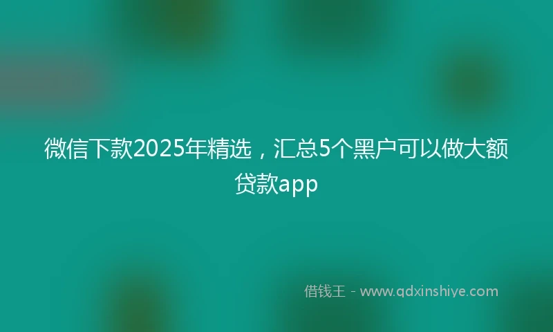 微信下款2025年精选，汇总5个黑户可以做大额贷款app