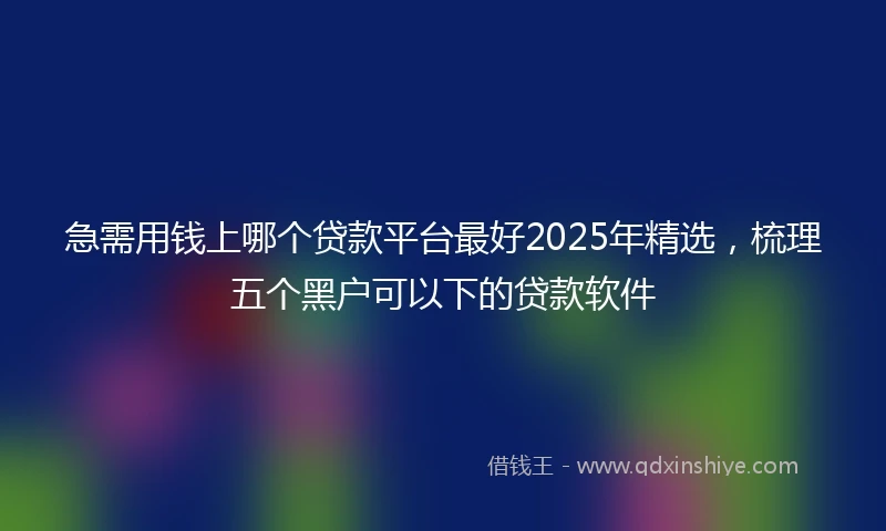 急需用钱上哪个贷款平台最好2025年精选，梳理五个黑户可以下的贷款软件