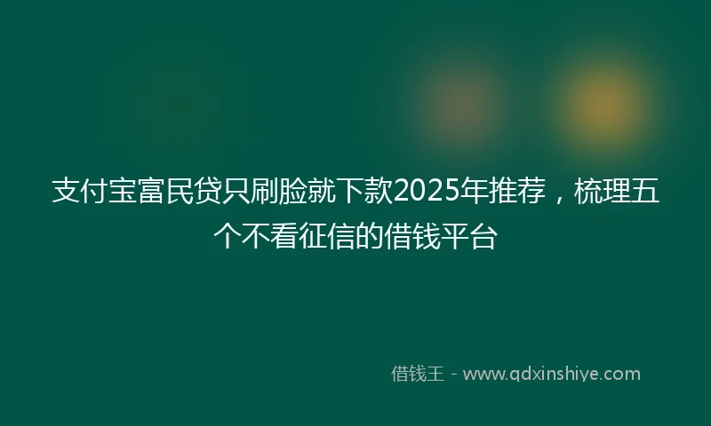 支付宝富民贷只刷脸就下款2025年推荐，梳理五个不看征信的借钱平台