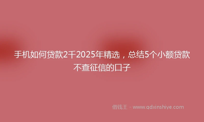 手机如何贷款2千2025年精选，总结5个小额贷款不查征信的口子
