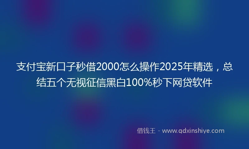 支付宝新口子秒借2000怎么操作2025年精选，总结五个无视征信黑白100%秒下网贷软件