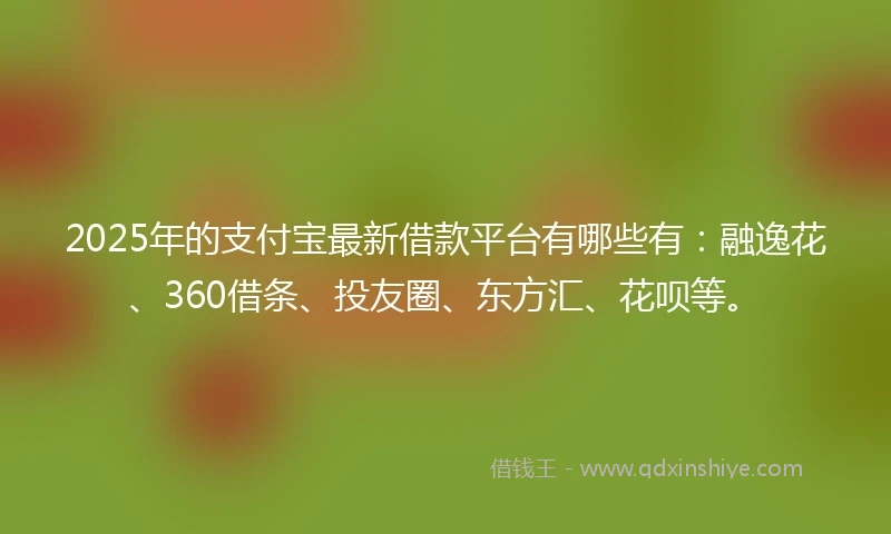 2025年的支付宝最新借款平台有哪些有：融逸花、360借条、投友圈、东方汇、花呗等。