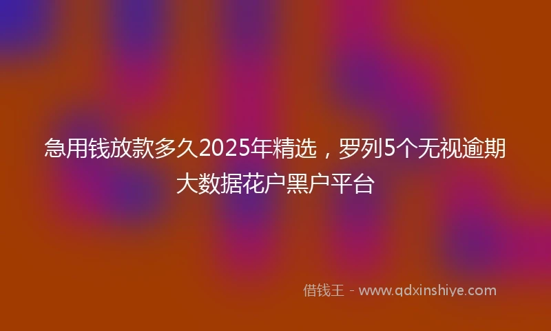 急用钱放款多久2025年精选，罗列5个无视逾期大数据花户黑户平台