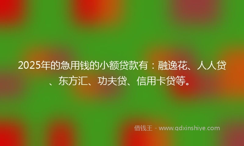 2025年的急用钱的小额贷款有:融逸花、人人贷、东方汇、功夫贷、信用卡贷等。