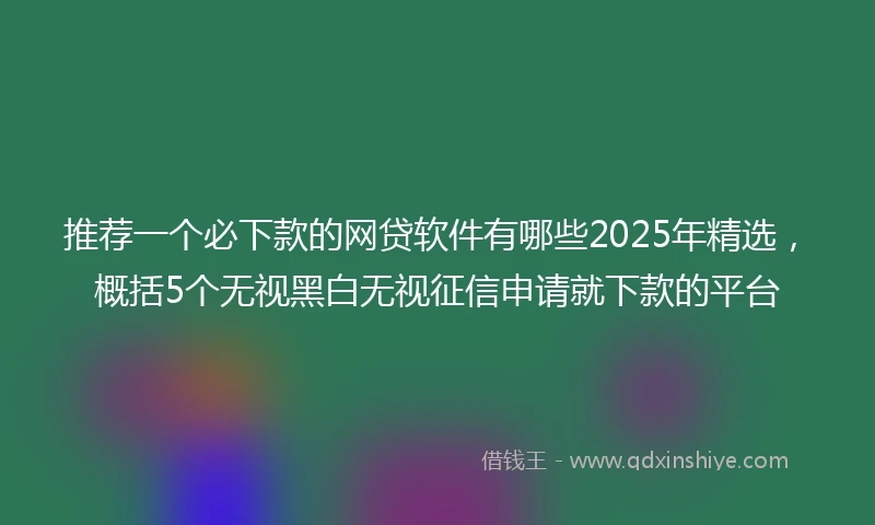 推荐一个必下款的网贷软件有哪些2025年精选，概括5个无视黑白无视征信申请就下款的平台