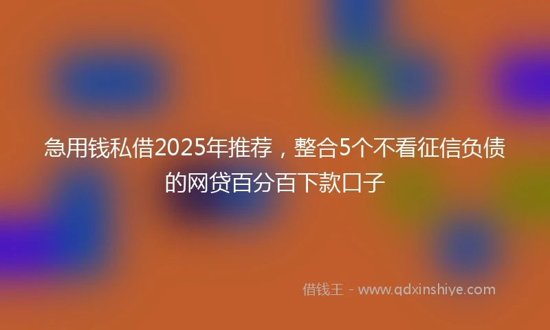 急用钱私借2025年推荐，整合5个不看征信负债的网贷百分百下款口子