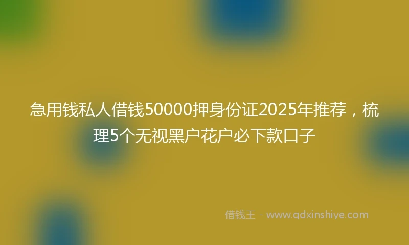 急用钱私人借钱50000押身份证2025年推荐，梳理5个无视黑户花户必下款口子