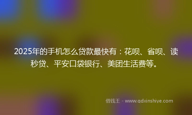 2025年的手机怎么贷款最快有：花呗、省呗、读秒贷、平安口袋银行、美团生活费等。