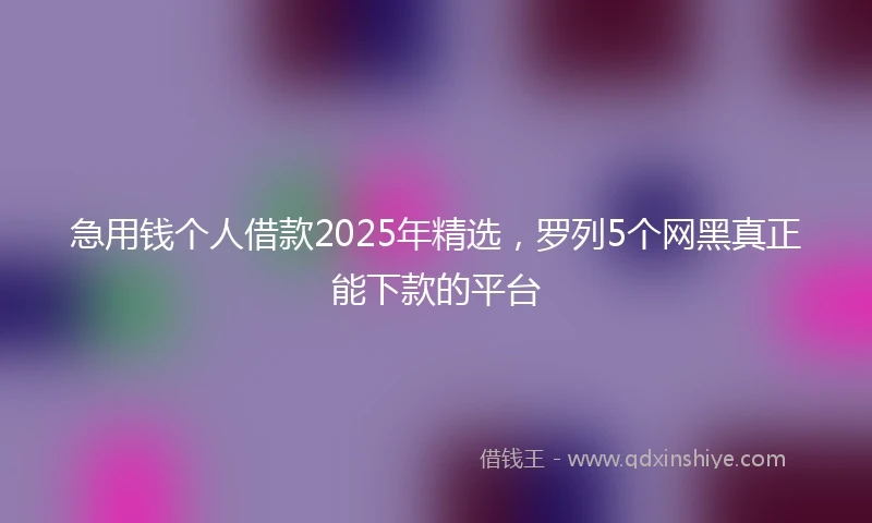 急用钱个人借款2025年精选，罗列5个网黑真正能下款的平台
