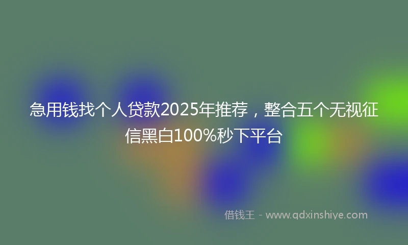 急用钱找个人贷款2025年推荐，整合五个无视征信黑白100%秒下平台