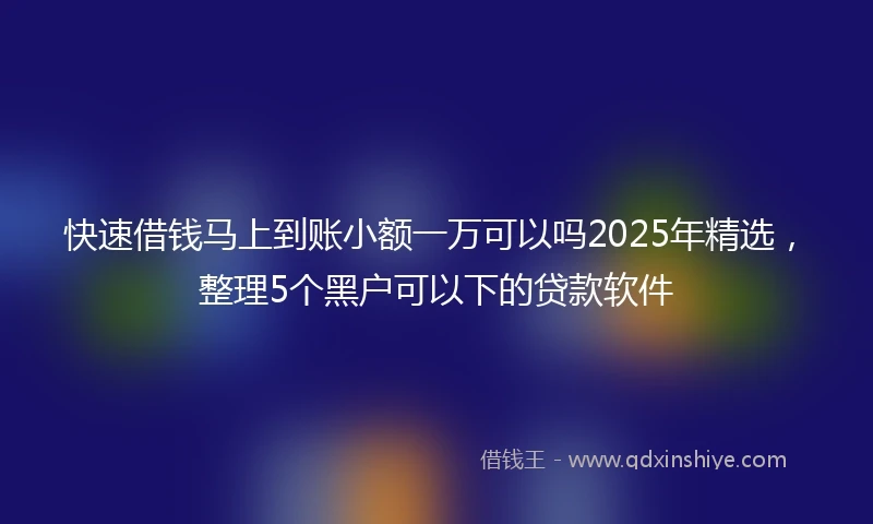 快速借钱马上到账小额一万可以吗2025年精选，整理5个黑户可以下的贷款软件