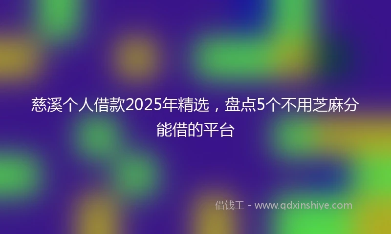 慈溪个人借款2025年精选，盘点5个不用芝麻分能借的平台
