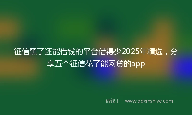 征信黑了还能借钱的平台借得少2025年精选，分享五个征信花了能网贷的app