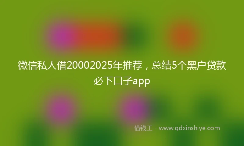 微信私人借20002025年推荐，总结5个黑户贷款必下口子app