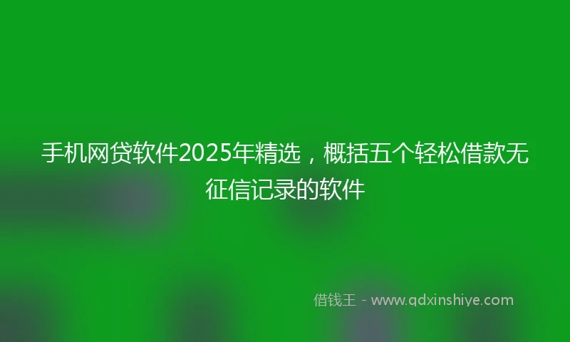 手机网贷软件2025年精选，概括五个轻松借款无征信记录的软件