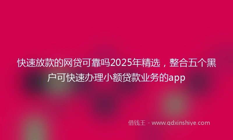 快速放款的网贷可靠吗2025年精选，整合五个黑户可快速办理小额贷款业务的app