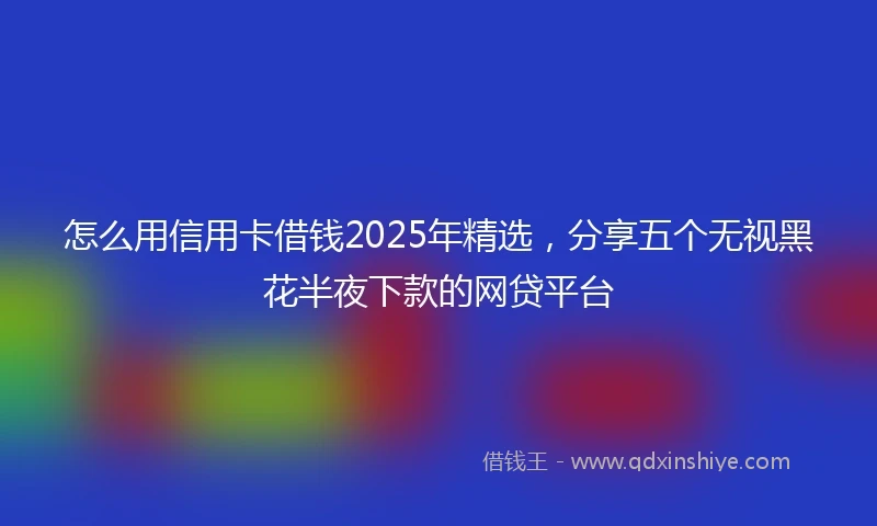 怎么用信用卡借钱2025年精选，分享五个无视黑花半夜下款的网贷平台