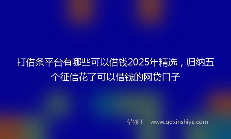 打借条平台有哪些可以借钱2025年精选,归纳五个征信花了可以借钱的网贷口子