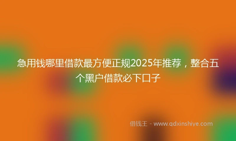 急用钱哪里借款最方便正规2025年推荐，整合五个黑户借款必下口子